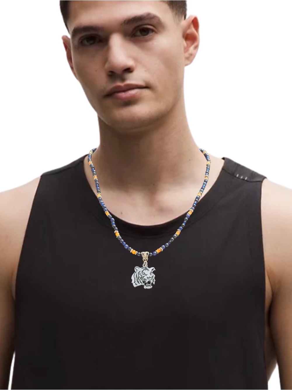 Detroit Tigers Pendant Necklace in Blue and Orange